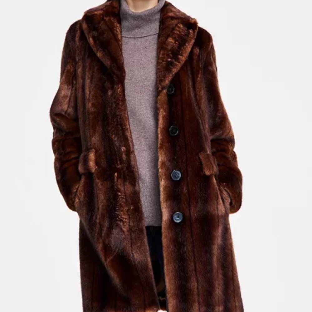 NWT Luxurious Brown Faux Fur Coat